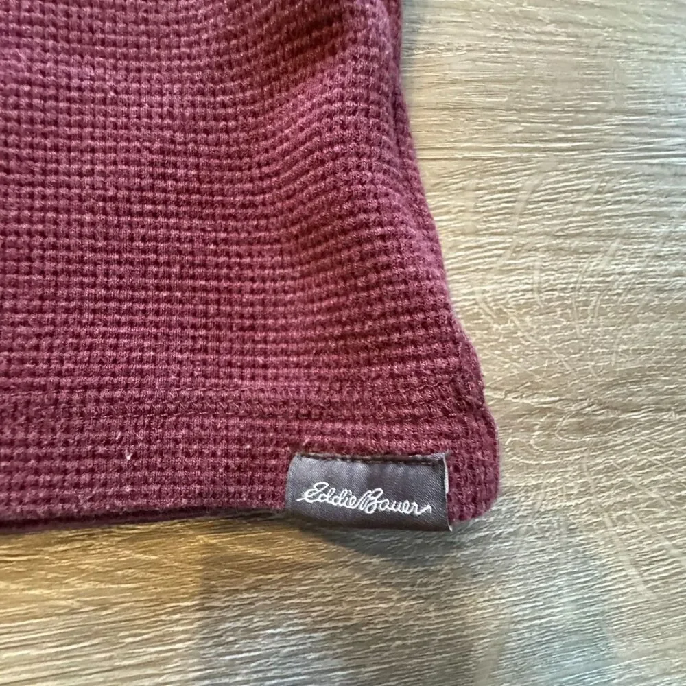 Eddie Bauer Thermal Henley - 2XL - Dark Red/ Maroon - Picture 3 of 4